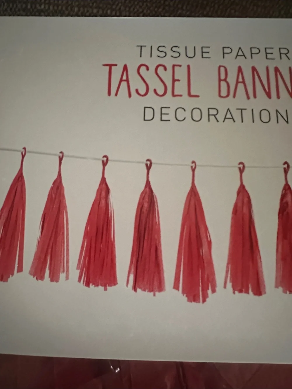 NEW! Party Hanging tassel banner tissue paper RED 10 ft
